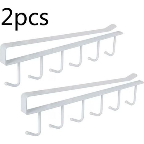 Porta tazze/bicchieri a 6 ganci, per ripiani fino a 2 cm di spessore.