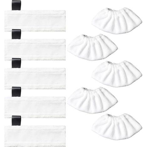 5 Bonnettes pour Buse de Sol en Microfibre + 5 Chiffons pour Buse à Main Accessoire lavables Compatibles avec Kärcher EasyFix SC2, SC3, SC4, SC5 Nettoyeurs Vapeur (1/5)