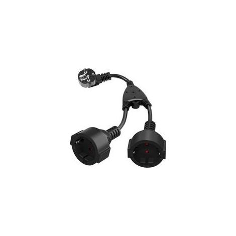 Adaptateur Prise Double 2 en 1 Schuko 16A - Rallonge avec 2 Prises, Max 3680W, IP44, Pour Usage Extérieur (1/4)