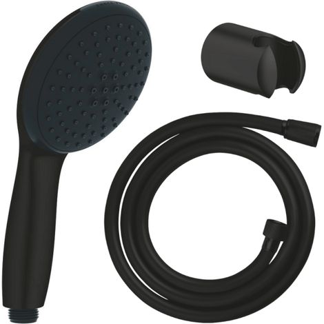 Pack douchette 2 jets GROHE Vitalio Start 110 + Flexible de douche VitalioFlex Trend 1750 mm et support noir mat