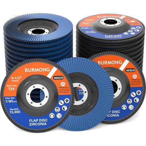 30er Pack Fächerscheiben 125mm (4-1/2") – Zirkonkorund Lamellenschleifscheiben Typ T29, Körnung 40/60, für Metall, Edelstahl & Holz, 7/8" Aufnahme für Winkelschleifer (1/5)