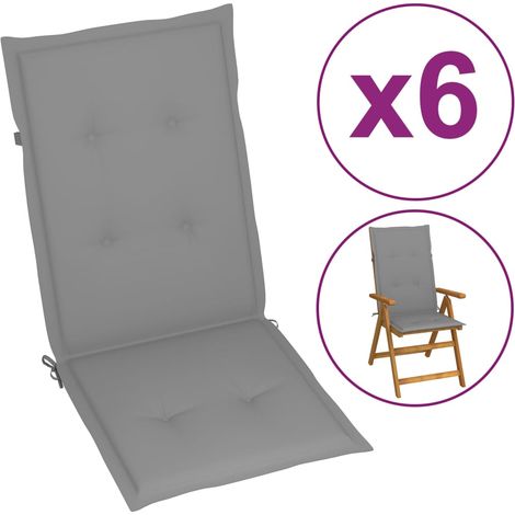 vidaXL Cuscini per Sedie 6 pz Grigi 120x50x3 cm in Tessuto