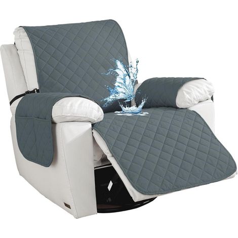 Wasserdichter Sesselüberwurf 1 Sitzer mit Taschen, rutschfest, dunkelgrau (1/5)