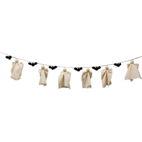 12 niedliche Geister- und Fledermausanhänger für Halloween, perfekt zum Dekorieren eines Badezimmerspiegels, Fensters, einer Wand oder eines Treppenhauses (6 Engelgeister + 6 Fledermäuse (schwarz)). (1/2)