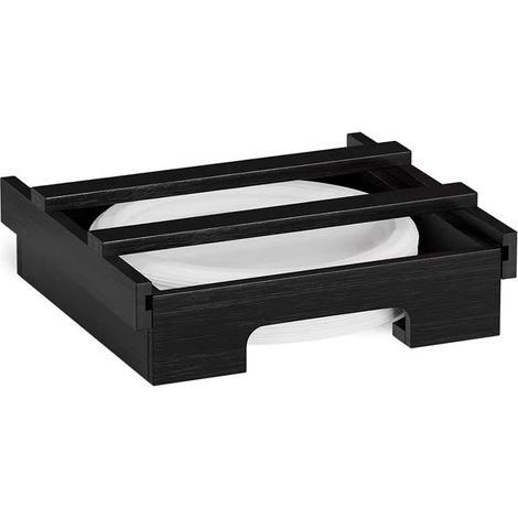 Porte-assiettes en carton sous meuble, étagère à assiettes en bambou, étagère de rangement pour la cuisine, 24 x 26,5 x 6,5 (noir) (1/4)