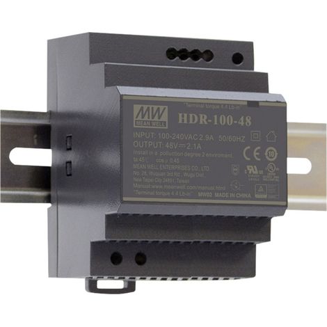 Mean Well HDR-100-48 Hutschienen-Netzteil (DIN-Rail) 48 V/DC 1.92 A 92.2 W Anzahl Ausgänge:1 x Inh