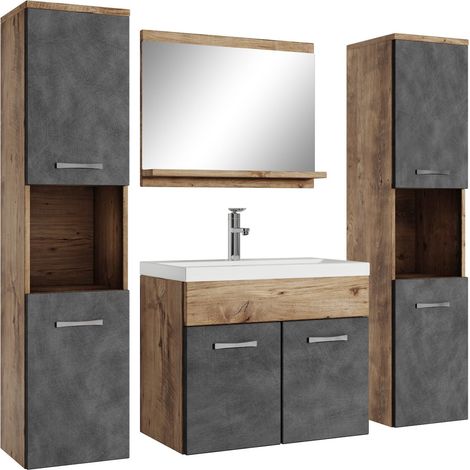 Badezimmer Badmöbel-Set Montreal XL 60cm Waschbecken Kastanien E
