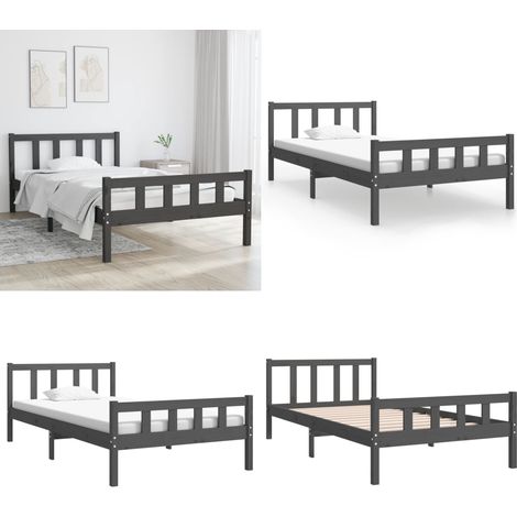 Massivholzbett Grau 100x200 cm - Holzbett - Massivholzbette - Kiefernbett - Doppelbett - Einzelbett - Home & Living (1/5)