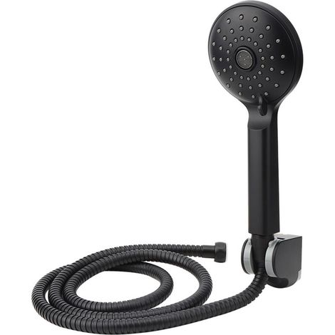 Soffione doccia portatile nero opaco con supporto per soffione, supporto per tubo flessibile e accessori per il bagno (1/5)