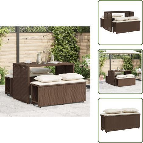 Cuscini da giardino - vidaXL Set da Pranzo da Giardino 3pz con Cuscini in Polyrattan Marrone - Rattan PE