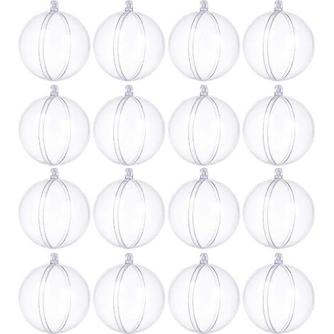 24 boules de Noël transparentes à remplir, décorations de Noël en plastique transparent (1/5)
