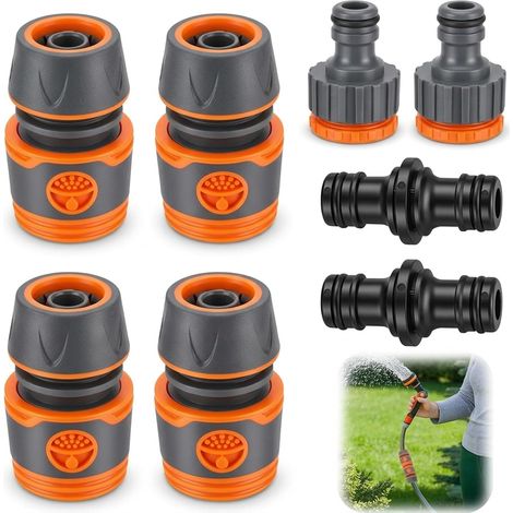 Gardena Lot de 8 pièces raccords de tuyau 1/2" 4 raccords de tuyau + 2 raccords de robinet de tuyau + 2 doubles connecteurs Tuyau d'arrosage pour robinet, tuyau d'arrosage, arrosage de jardin (1/5)