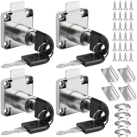 Pieces 22mm Furniture Locks,  Stainless Steel Cabinet Locks,  4 Locks with Different Keys,  Office Drawer Locks,  Metal Cabinet Drawer Locks for Furniture,  Wardrobe (1/5)
