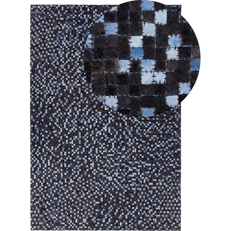 Teppich IKISU Dunkelbraun 160 x 230 cm Echtleder (1/5)