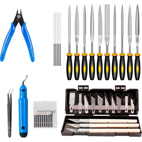 Kit Nettoyage Buse Imprimante 3D 11 Pieces - Grattoir NB1100 Couteau Acier Lime Aiguille pour Finition Retrait Support (1/5)