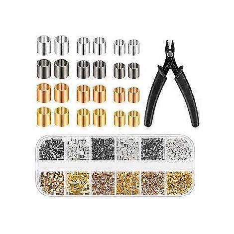2200 Stück Schmuck-Quetschperlen, Quetschröhrchen mit Quetschzange, Quetschperlen für die Schmuckherstellung, Perlenzubehör (1/5)