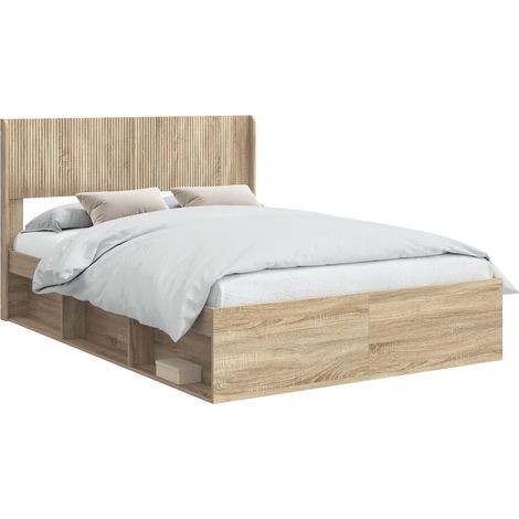 Estructura de cama con almacenamiento y cabecero Roble Sonoma vidaXL (1/5)