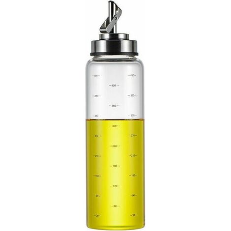 Distributeur Huile - Bouteille Verre Borosilicaté 500 ml - Échelle Extérieure Graduée - Système Anti-goutte - Pour Cuisine Maison ou Professionnelle - 1 Pièce (1/5)