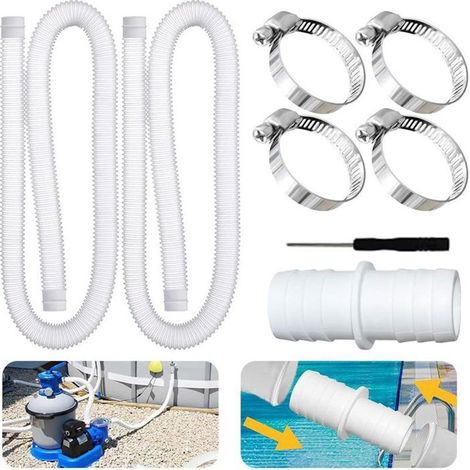 tuyau piscin 32mm 2Pcs 32mm Tuyau pour Piscines Hors Sol, tuyau de pompe filtre à sable piscines avec 4 colliers de serrage en (1/5)