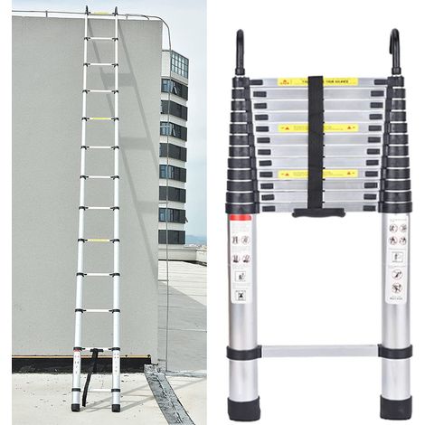 5M/16.5FT Telescopic Extension Alloy Step Ladder Folding Extension Extend Steps Multi Purpose Loft (1/5)
