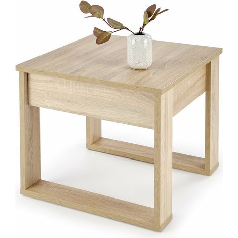 Mesa de centro Houston 1401, Roble Sonoma, 52x60x60cm, Diámetro: 0, Aglomerado laminado, Angular
