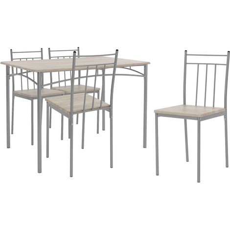 ML-Design Esstisch mit 4 Stühlen, Eiche hell, Essgruppe Set 5-tlg für 4 Personen, Holz, Esszimmerstühle mit Metallbeinen, Küchentisch Set, Esszimmergarnitur, Sitzgruppe für Esszimmer Wohnzimmer Küche