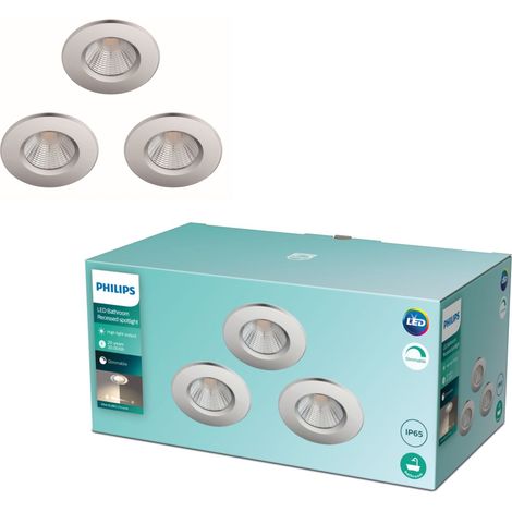 Philips Dive Set de 3 Focos Empotrables para Baño (Cromo) Luz blanca cálida - LED (1/5)
