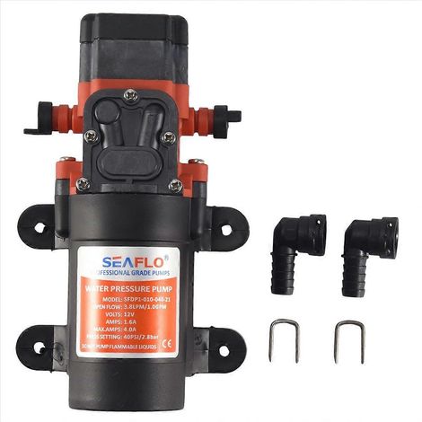 Pompe à diaphragme 12V pour eau, débit 3,8 L/min (1 GPM), pression 40 PSI, moteur électrique compact, idéale pour camping-car, bateau ou irrigation, alimentation basse tension. (1/5)