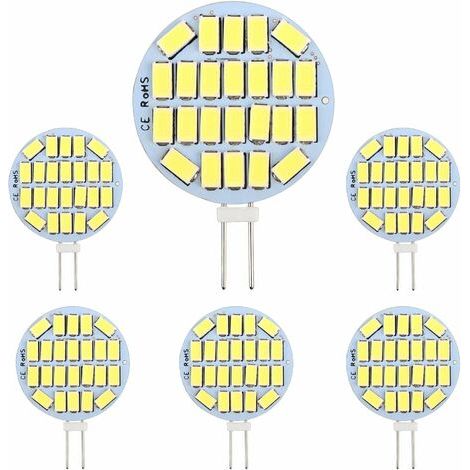 G4 LED 3W, AC12-24V, 300LM Blanc Froid 6000K, 24x5730 SMD, Équivalent Ampoule Halogène 30w, Non-Dimmable, G4 Ampoule Ronde LED pour Lumière d'armoire, Éclairage, Éclairage Encastré, Lot de 6 (1/5)