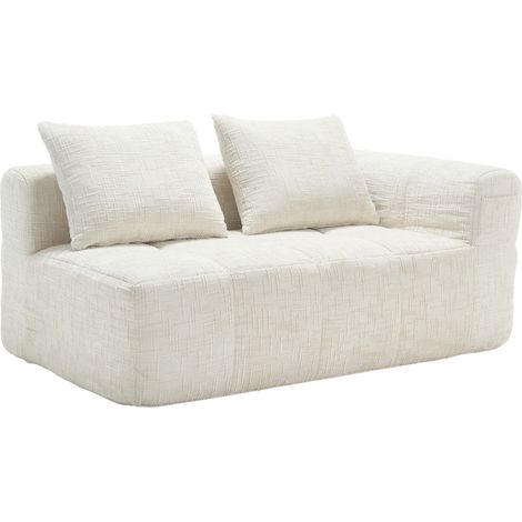 CHICFURN Sofá de 2 plazas 158x90x60 cm chenilla beige, sin montaje, con bolsillo lateral (1/5)