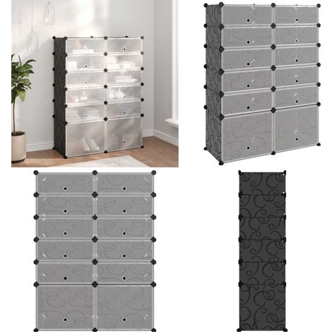 Étagère à chaussures Noir 94x37x125 cm PP - Meuble À Chaussures - Étagère À Chaussures - Rangement Chaussures - Rangement Intérieur - Organisateur Chaussures - Home & Living (1/5)