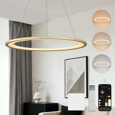 Mai & Mai Pendelleuchte Esstisch, 40cm LED Moderne Hängelampe, stufenlos dimmbar 3000K–6000K, höhenverstellbare Design 20W Esstischlampe mit Fernbedienung & Wandschalter, Luvina01, Gold