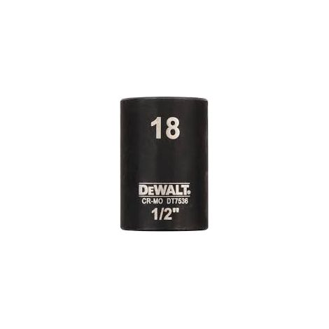 Clé à douille DEWALT courte 18mm 1/2 résistante aux chocs (1/2)