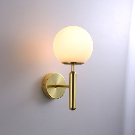 Barcelona Led – Applique murale en verre sphérique E14 – Aluminium doré – Éclairage intérieur 40W – Ø 150mm – Installation simple