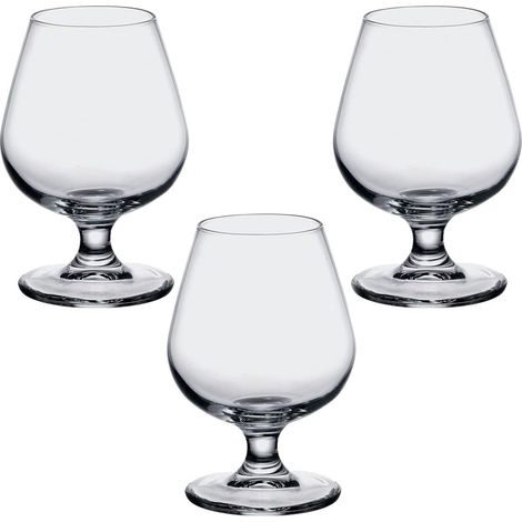 Bicchiere con piede in vetro per acqua vino cocktail da 25 cl set da 3 da casa ristorante pub classici moderni e particolari (1/5)