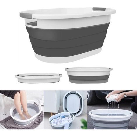 Panier à linge pliable et multifonctionnel en silicone - Seau à linge peu encombrant - 25 litres (1/4)