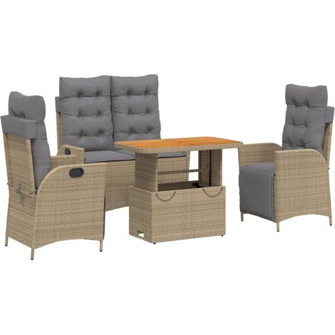 Maison Exclusive - Set da Pranzo da Giardino 4 pz con Cuscini Beige in Polyrattan (1/5)