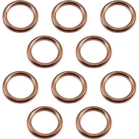 10 Pcs Joint Bouchon Vidange 16 x 22 x 2 mm, Joint Cuivre Vidange m16, Joint de Vidange pour Voiture et de Moteurs, Compatible avec Citroën, DS, Dacia, Fiat, Ford, Jeep, Mercedes, Mini, Peugeot... (1/5)