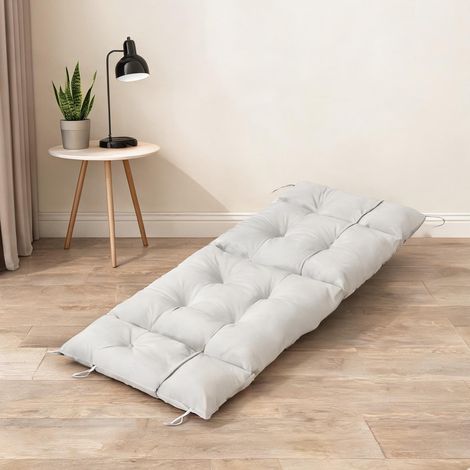 Coussin de chaise longue 190 x 56 cm épais 10 cm gris clair (1/5)