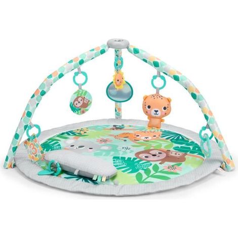 BRIGHT STARTS Alfombra de juego para bebé evolutiva y plegable - Selva tropical - arco con juguetes sensoriales y musicales, espejo