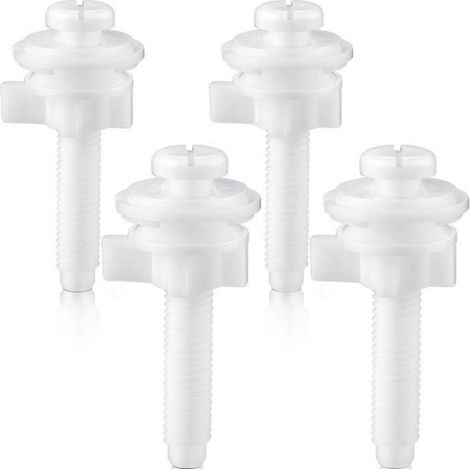Lot de 4 vis de siège, boulons en plastique, rondelles et écrous, fixation charnière abattant, pour toilettes standards (1/3)
