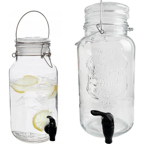 Distributeur de boissons de 3,5 L avec robinet – récipient en verre pour jus et limonade (1/4)