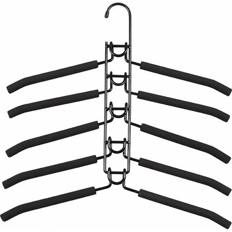 Cintre - En Fer - 5 Niveaux - Pour Manteaux Pantalons Chemises - Noir - 1 Pièce (1/5)