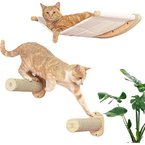 Mur d'escalade pour chat, matériau en sisal et tissu, dimensions 55 x 46 cm, trois couches, capacité jusqu'à 35 kg, adapté à toutes les races de chats (1/5)