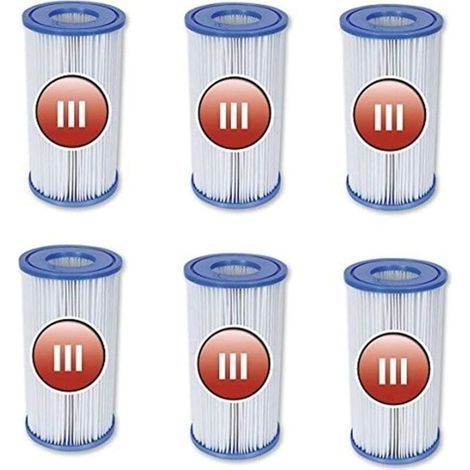 Pour cartouches filtrantes de piscine Bestway 58012 taille III - 6 pièces (1/4)