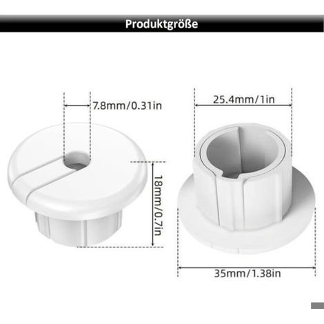 Lot de 2 passe-cables muraux blancs 1" pour cables Ethernet et Starlink Dishy – Installation propre et discrète (1/5)