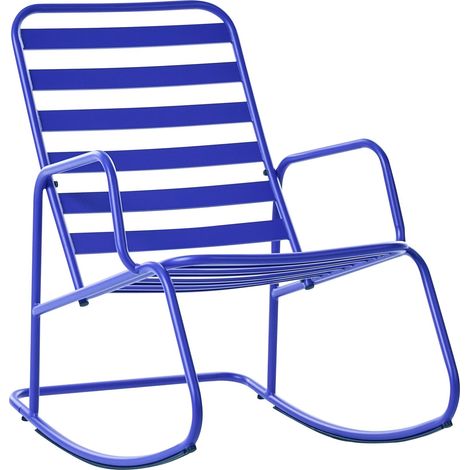 Sedia a dondolo da giardino moderna in metallo Design a doghe per esterni Alluminio blu Turi (1/5)