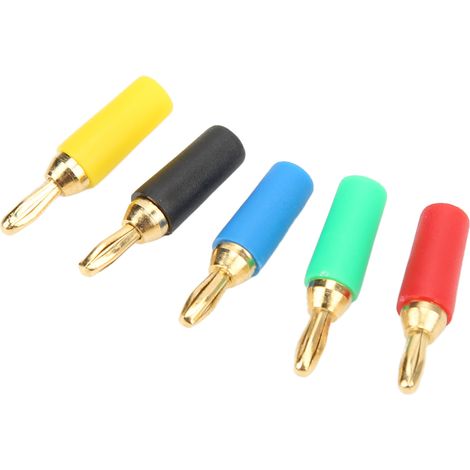 Lot de 2 fiches bananes 2,5 mm (0,1 pouce) à 4 broches, 5 couleurs, fixation par vis et soudure, connecteur électrique en laiton plaqué or (1/5)