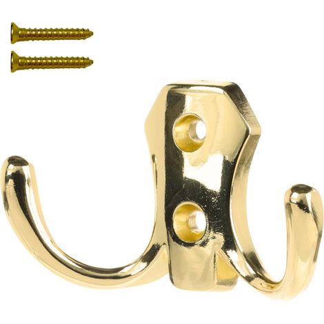 Colgador de pared dorado pulido con dos ganchos XV03 (1/5)