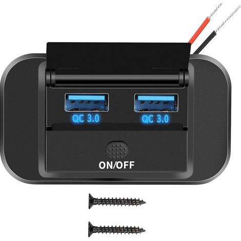 12V Prise Chargeur USB de Voiture 36W Double QC3.0 USB avec Interrupteur Étanche pour 12V/ 24V Voitures Bateaux (1/5)